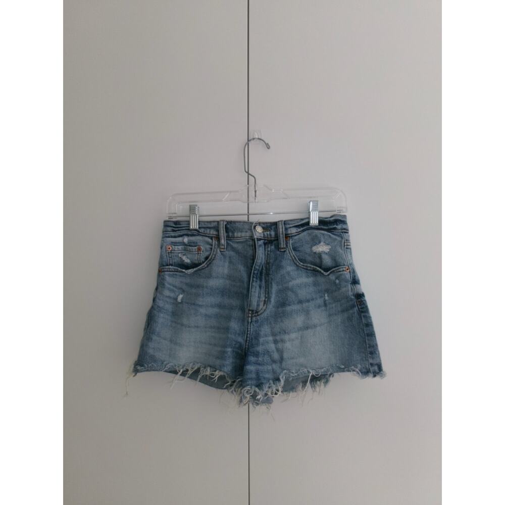 DAZE Light Blue Distressed Denim Jean Shorts with Frayed Hem
